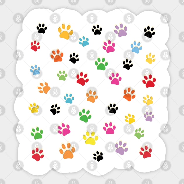 Colorful paw prints pattern Sticker by GULSENGUNEL